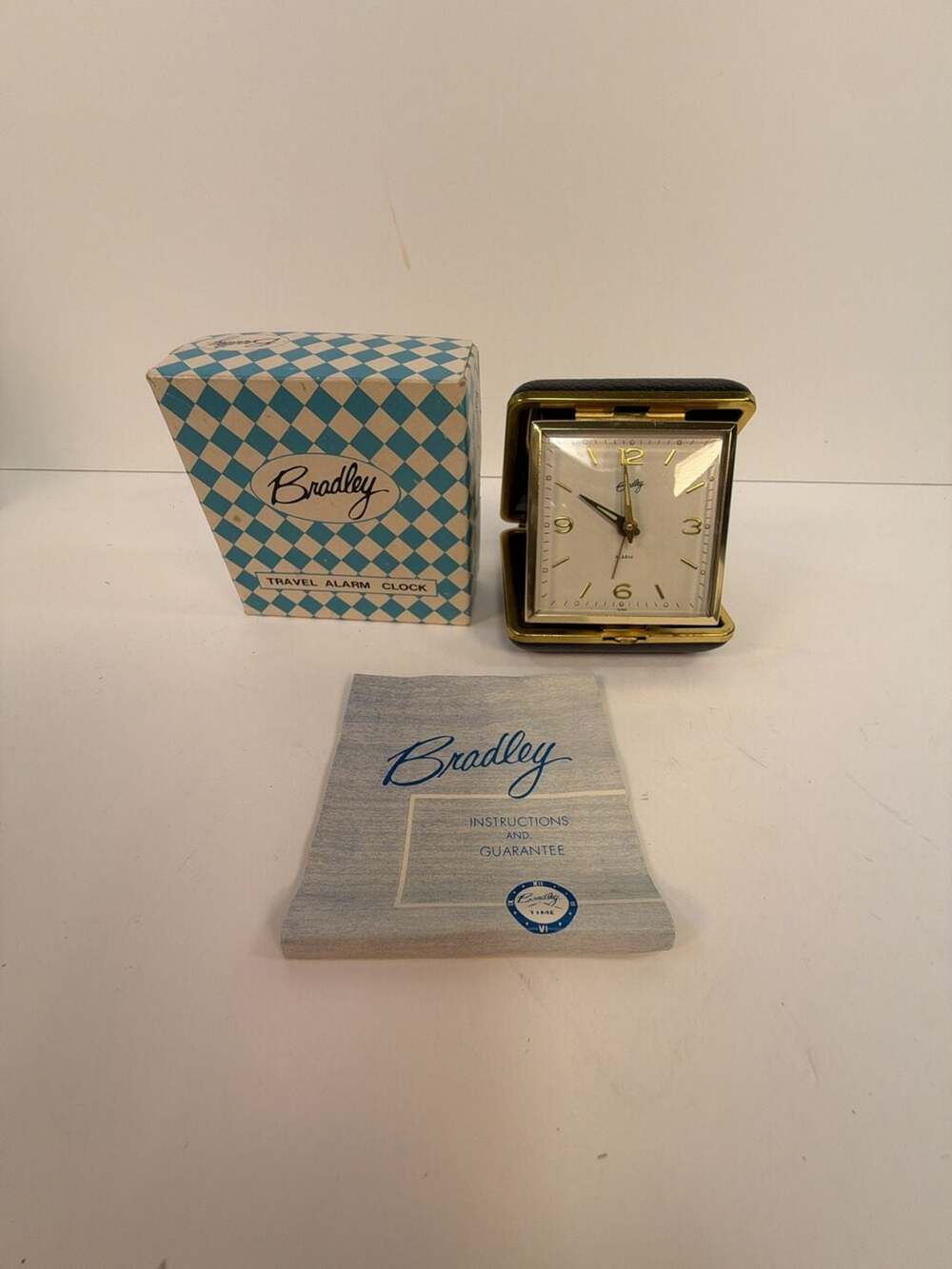 Vintage Bradley Wind-Up Travel Alarm Clock Model 4995 with Original Box and Manu